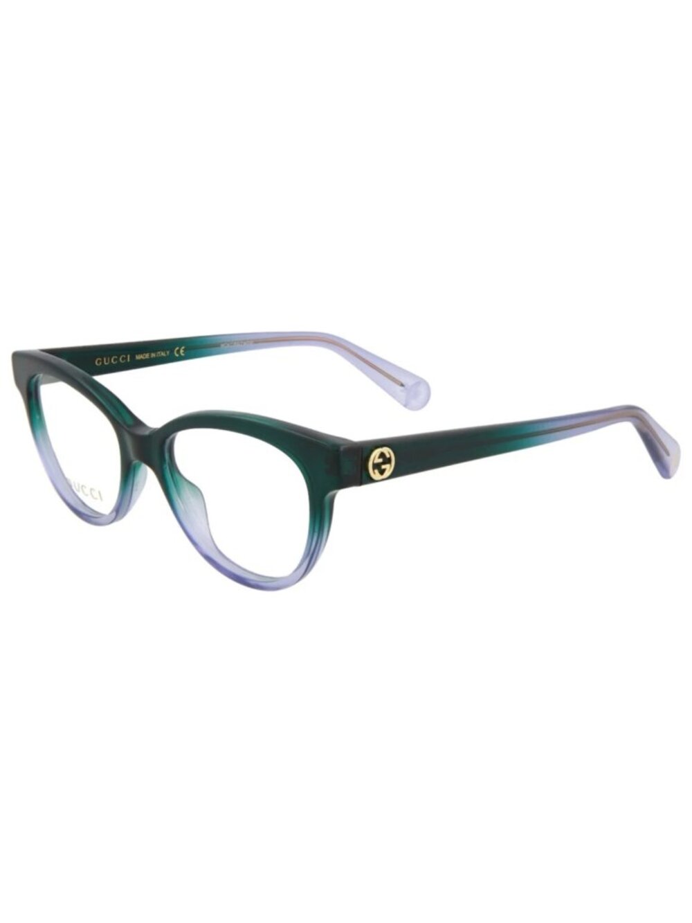 New Gucci Women's Eyeglasses Cat Eye Acetate Frame Green Green Transparent